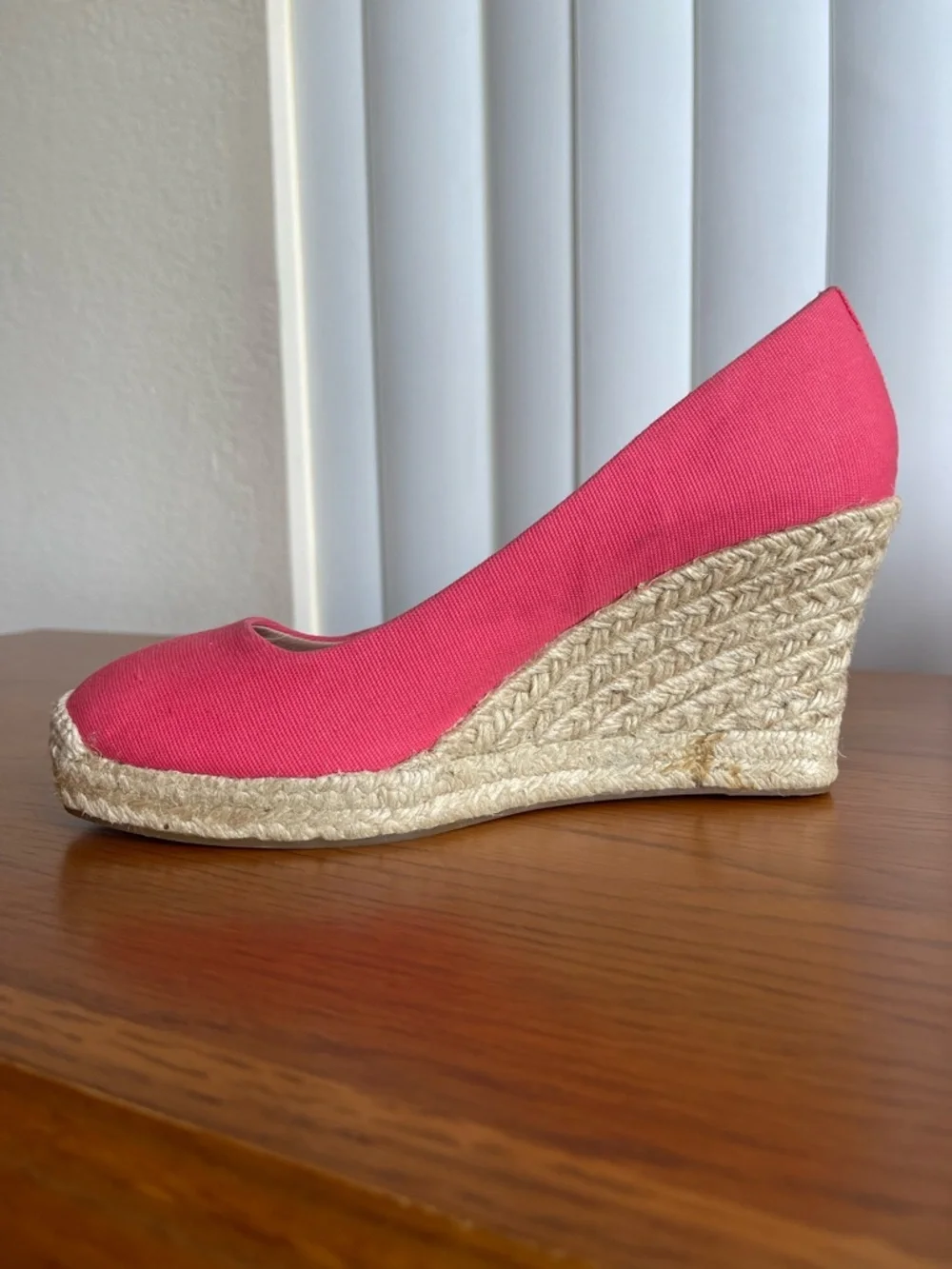 J.Crew Seville Canvas Espadrille Wedge Salmon Pink Size 7.5 - Picture 4 of 16
